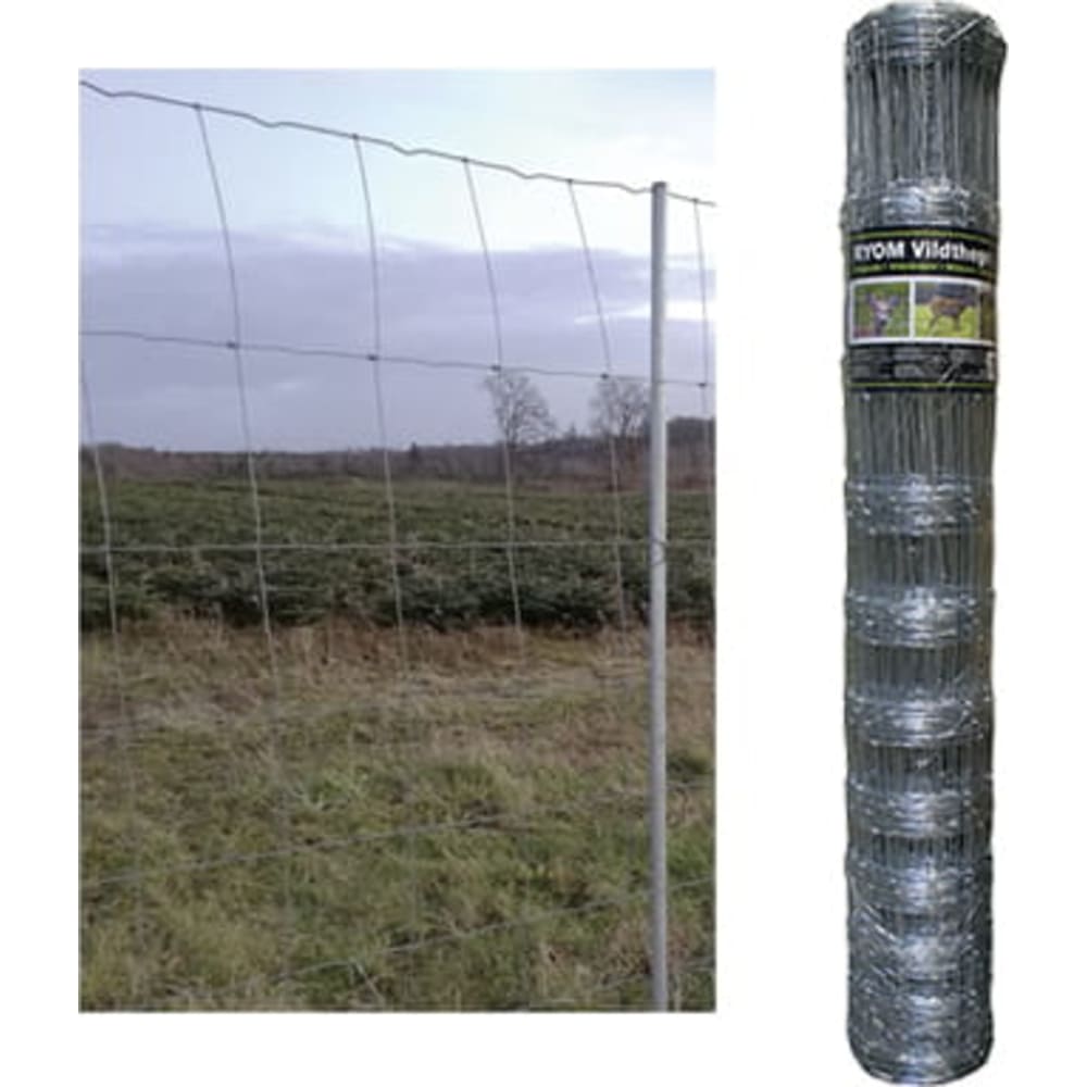 Ryom Dyrehegn/vildthegn med 11 tråde. 142 cm. højt og 50 m. i en rulle. 
