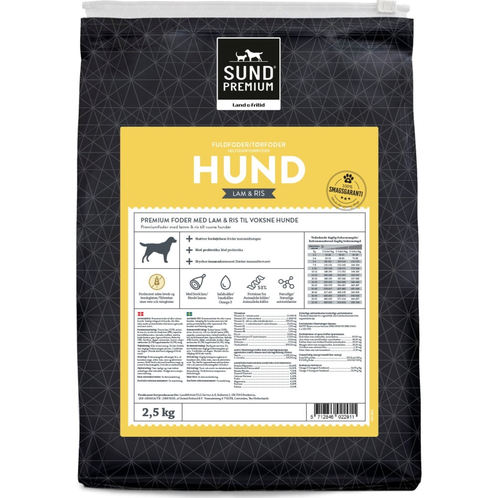 Sund Premium Hund Lam og Ris 2,5 kg