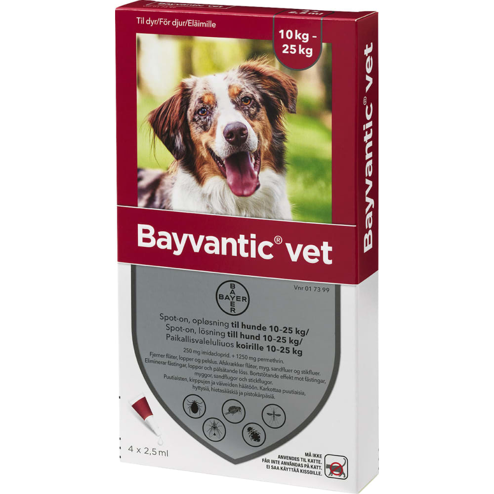 Bayvantic Vet, loppe- og flåtmiddel til hund 10-25 kg