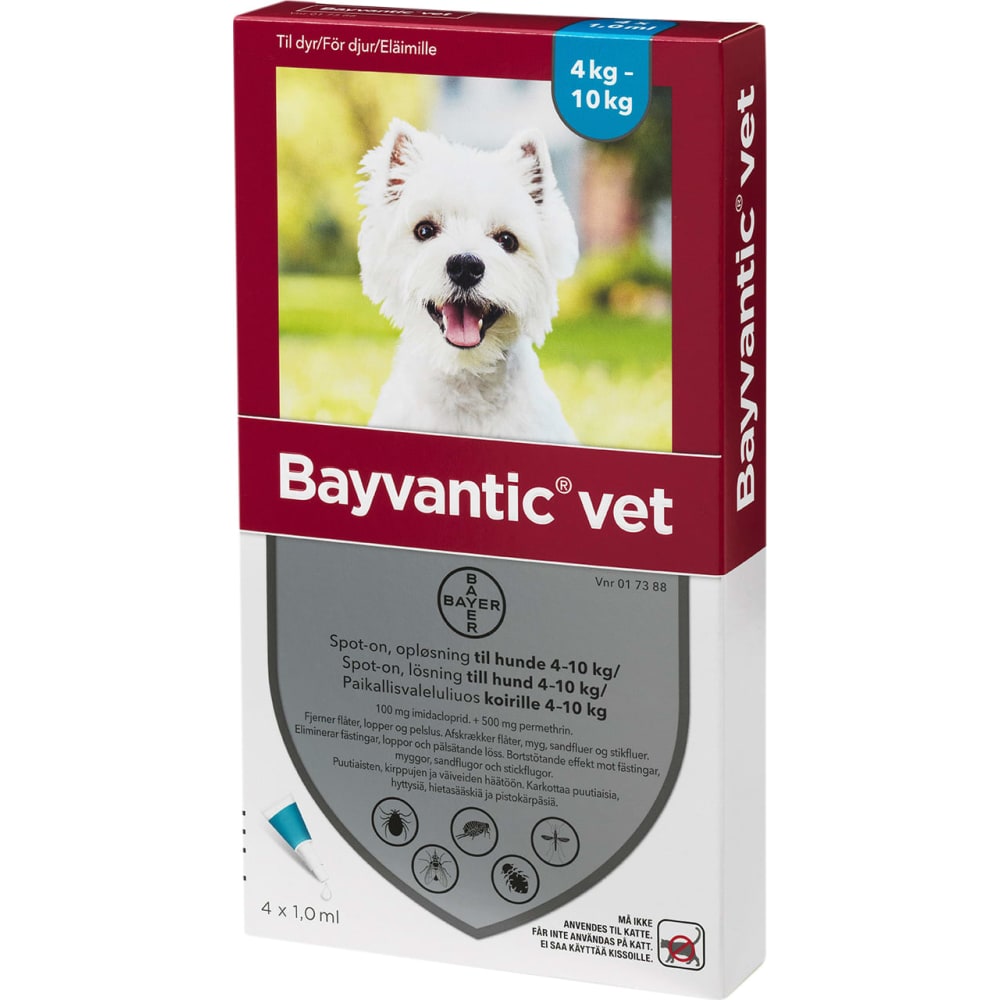 Bayvantic Vet, loppe- og flåtmiddel til hund 4-10 kg