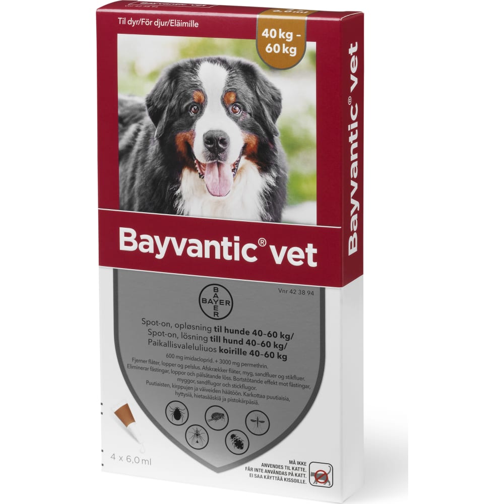 Tanke tyran deltager Bayvantic Vet Loppe- og Flåtmiddel til Hund over 40 kg