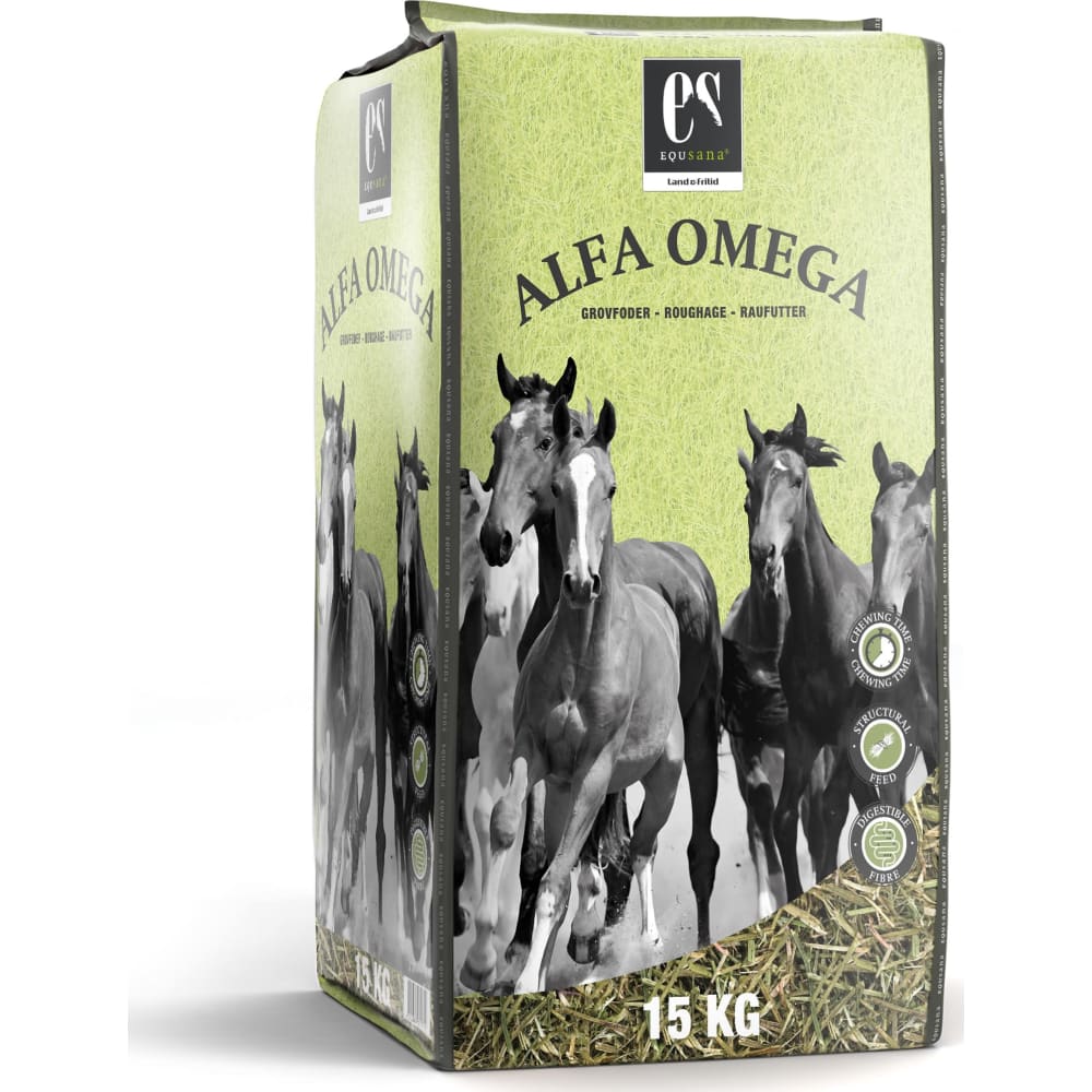 15 kg alfa omega lucerne med sojaolie og rapsolie til heste