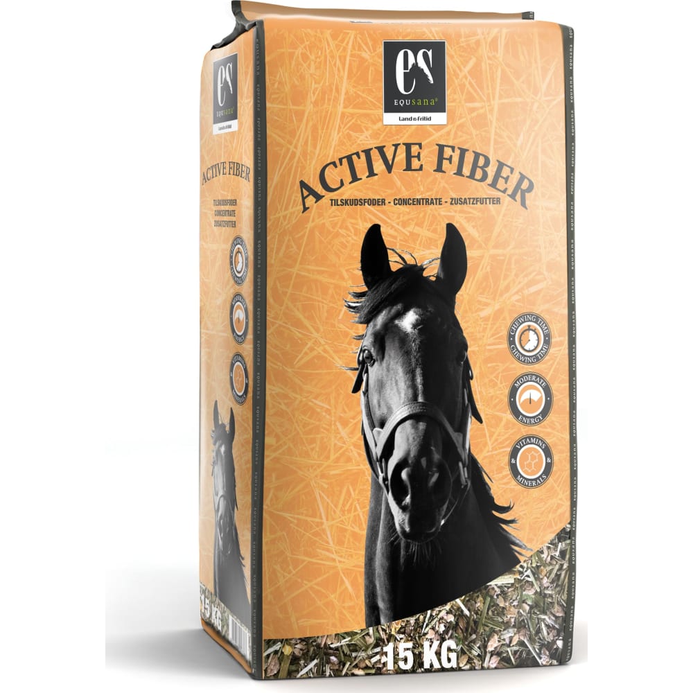 15 kg Equsana Active fiber strukturrigt tilskudsfoder til heste