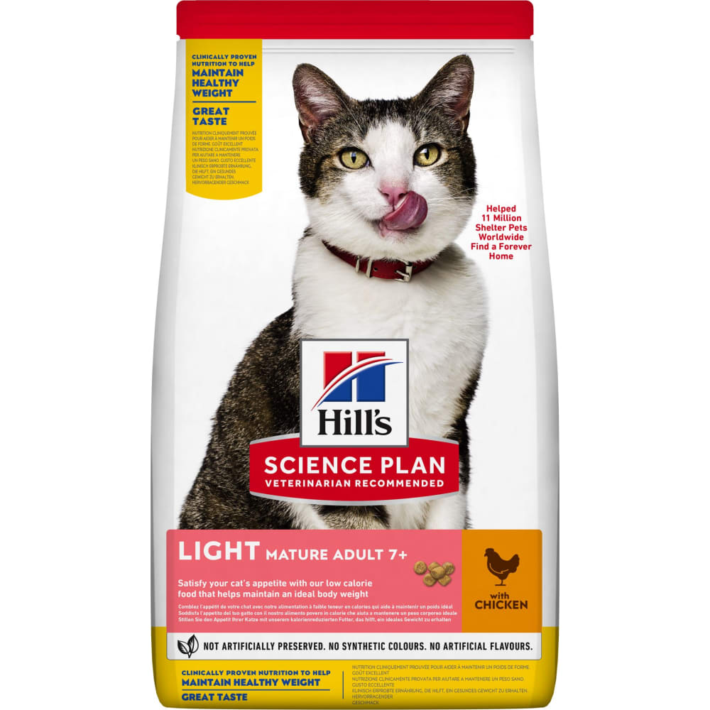 HILL'S PLAN Mature Adult Light tørfoder katte med kylling, 1,5 kg