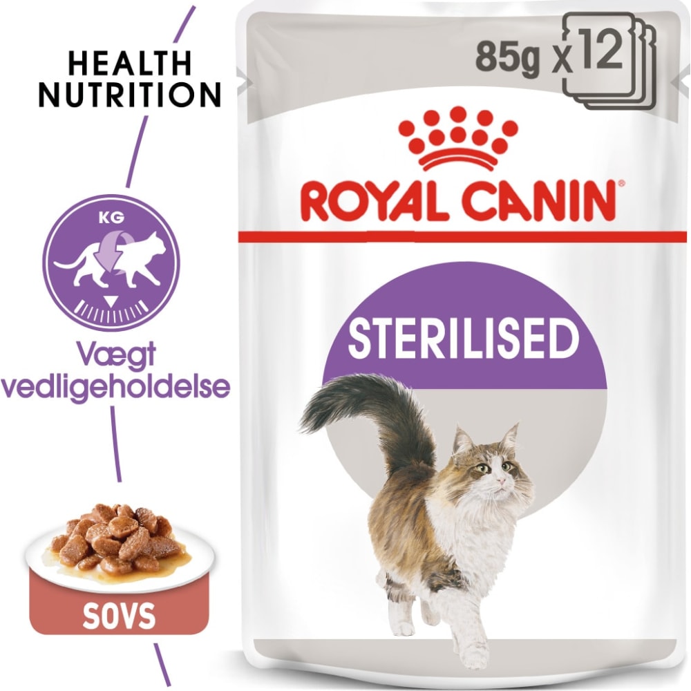Fuldfoder til steriliserede og kastrerede voksne katte (bidder i sovs)