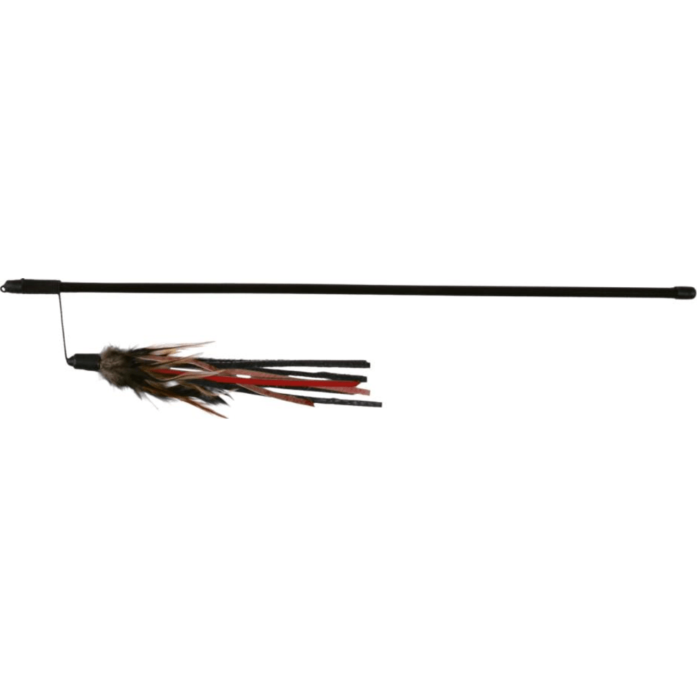 Legestang med lædersnor og fjer, 50 cm