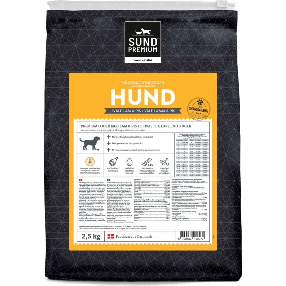 Hvalp med lam og ris 2,5 kg Sund Premium