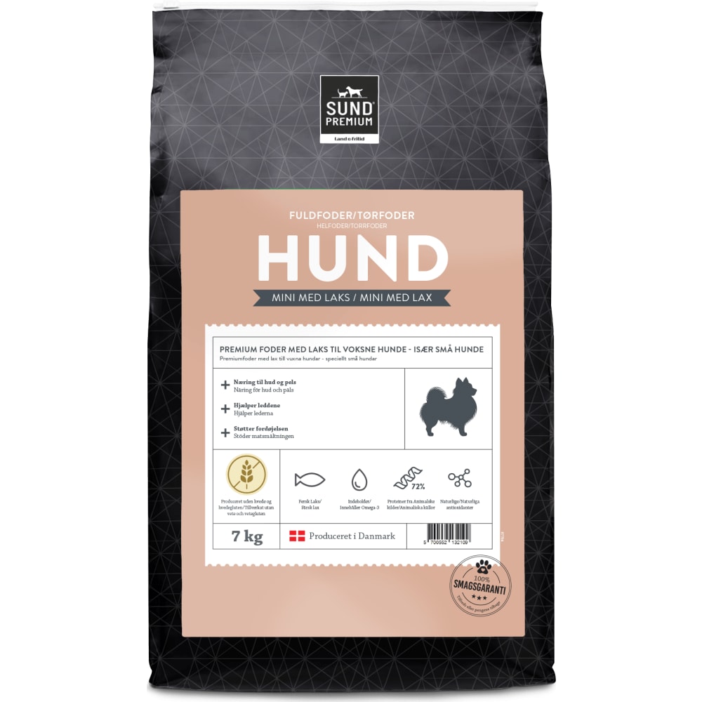 Hund Mini med laks 7 kg, Sund Premium