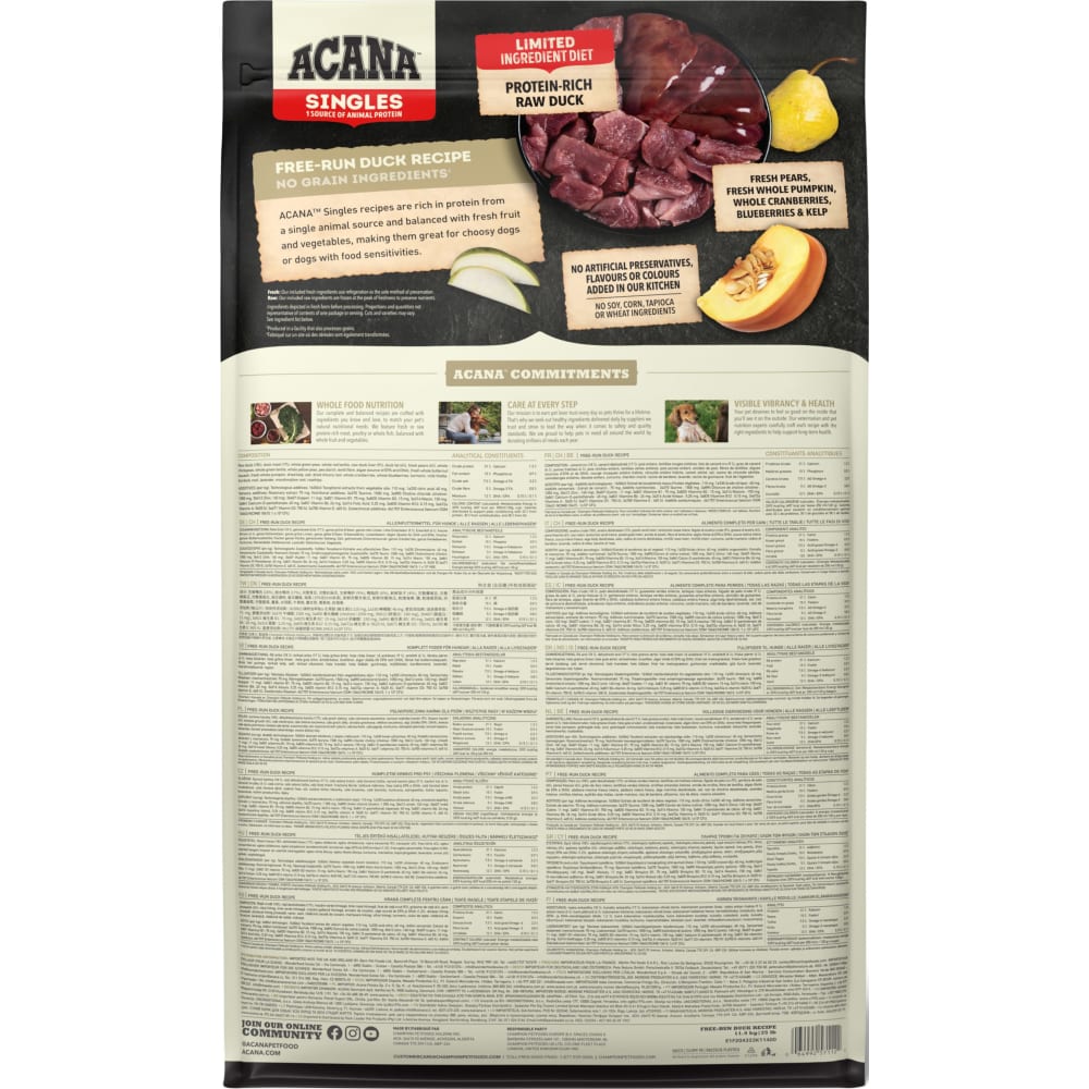 ZzACANA Dog Singles Free-Run Duck 11,4kg