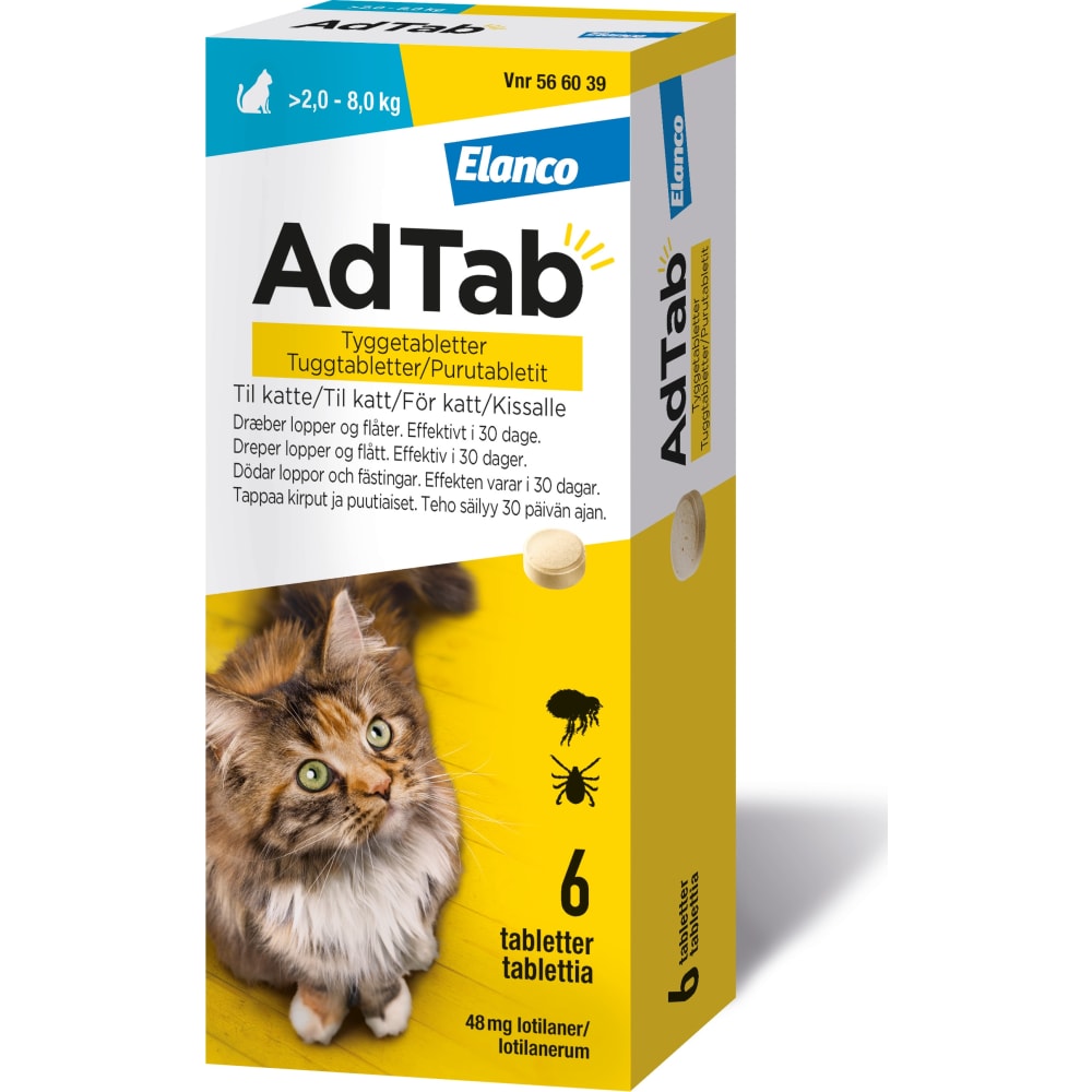 AdTab Kat 48MG 2,0-8,0 kg, 6 tabletter