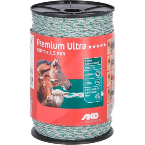 Hegnsreb PLultra Hvid/grøn 400m x 2,5mm