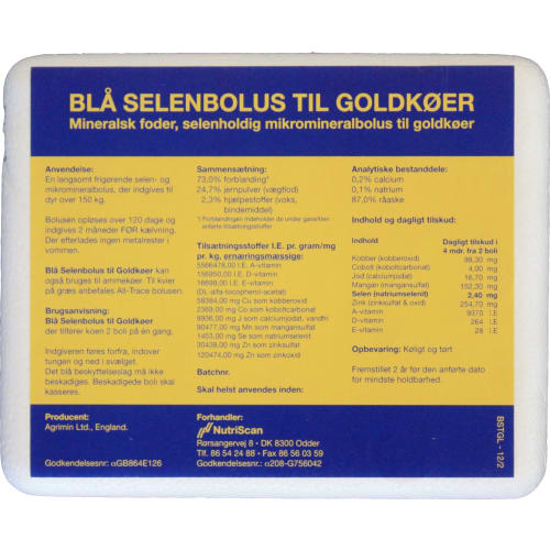 Blå Selenbolus til Goldkøer - 20 boli