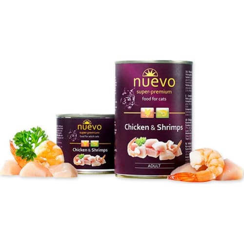 Nuevo vådfoder til kat,  chicken & shrimp 400 gr.