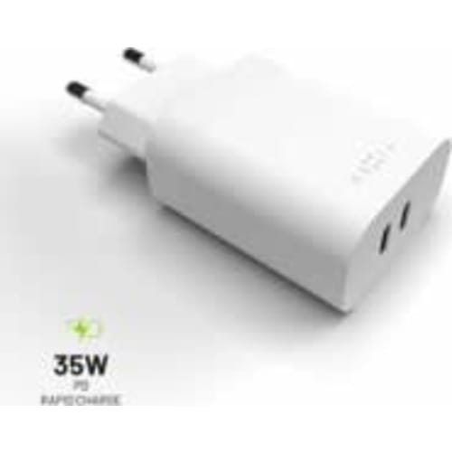 Dual-vægoplader2x USB-C PD 35W Hvid