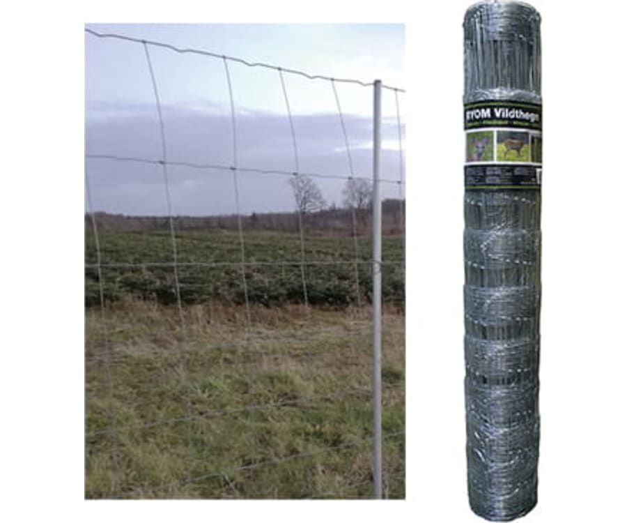 Ryom Dyrehegn/vildthegn med 10 tråde. 120 cm. højt og 50 m. i en rulle. 