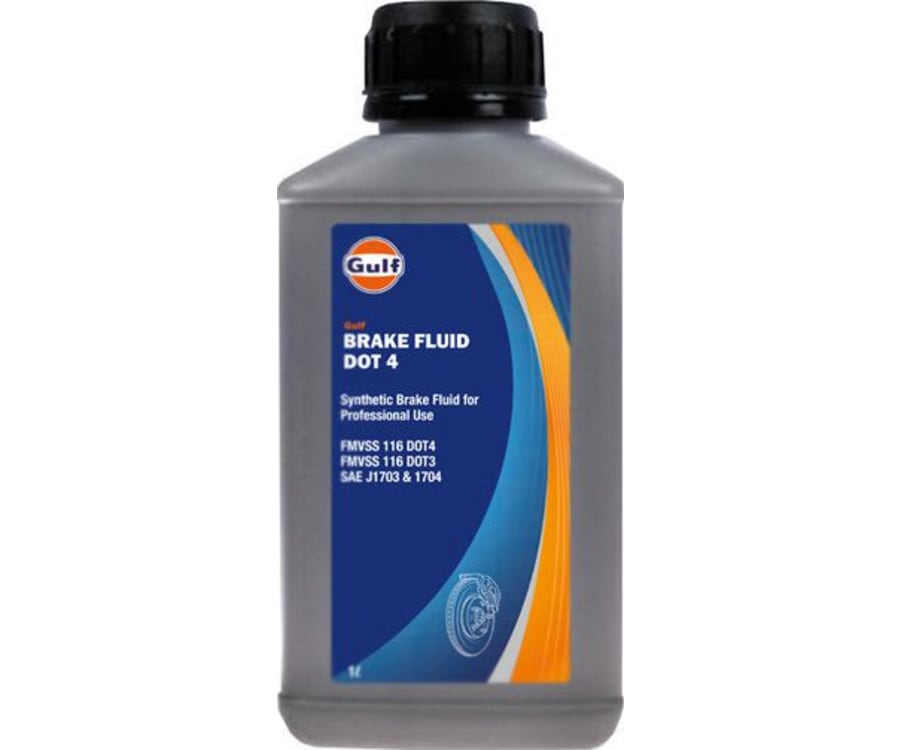 0,25 liter flaske Gulf Brake Fluid S DOT 4   Bremsevæske som anbefales til bremsesystemer i biler, motorcykler og erhvervskøretøjer.