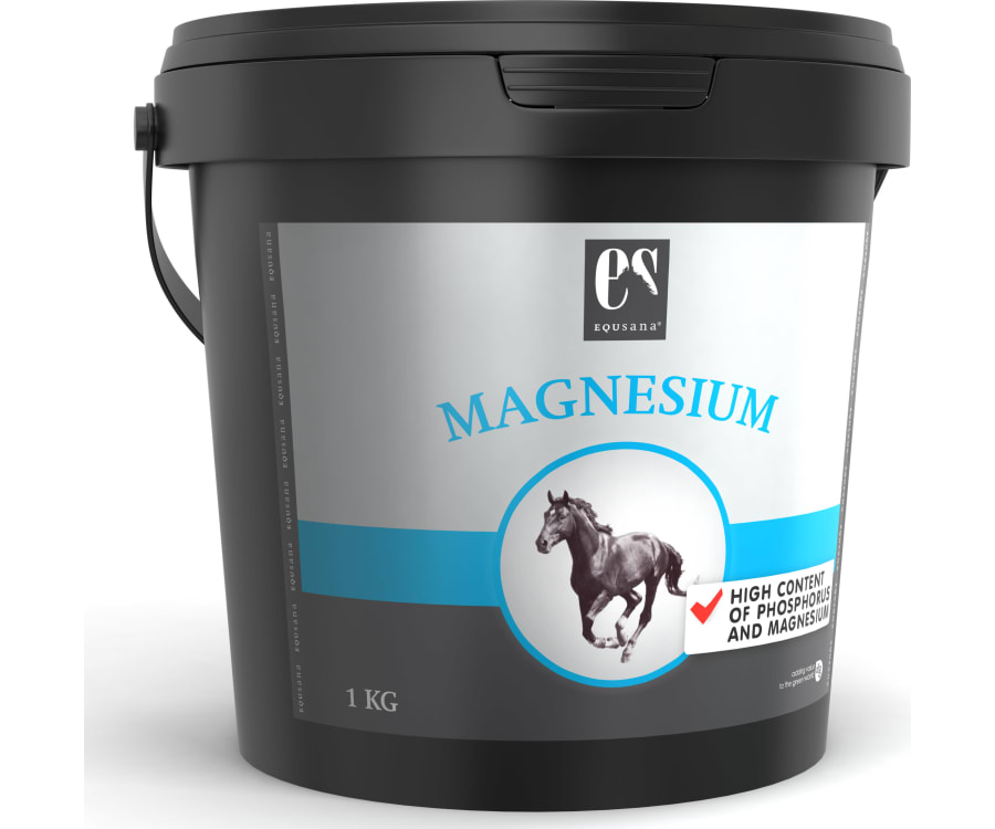 Magnesiumtilskud til ride- og køreheste, der indeholder fosfor og magnesium med høj tilgængelighed.