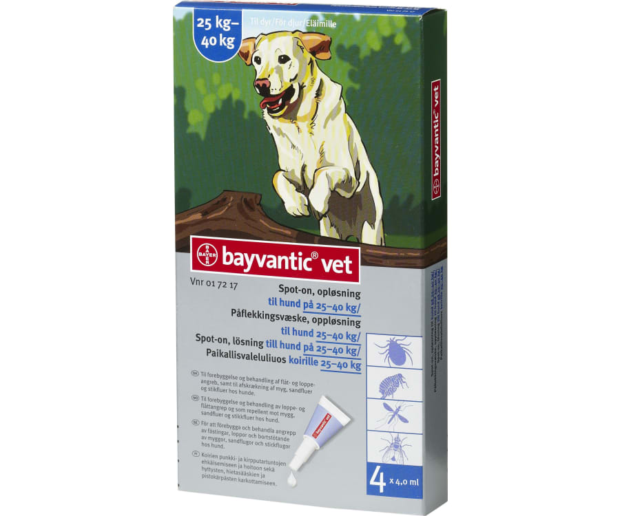 Bayvantic Vet Loppe- og Flåtmiddel til Hund 25-40