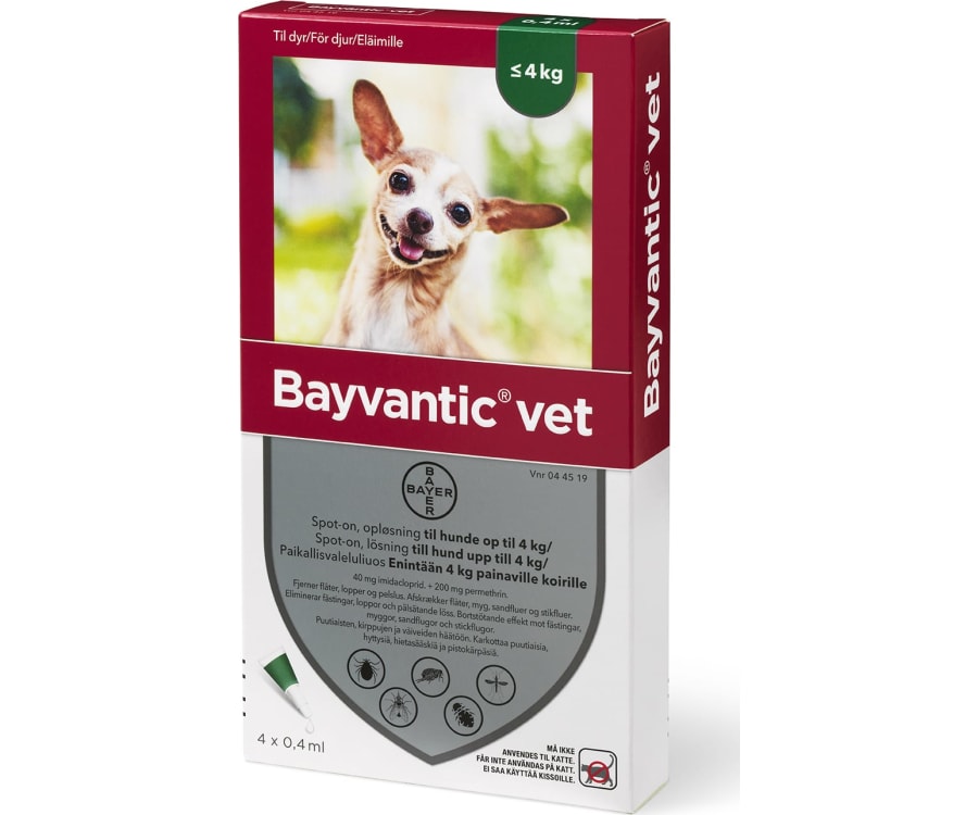 Bayvantic Vet, loppe- og flåtmiddel til hund 0-4 kg