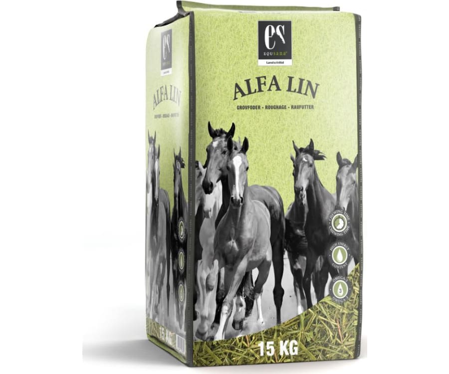 15 kg Equsana Alfa Lin lucerne med rapsolie hestefoder